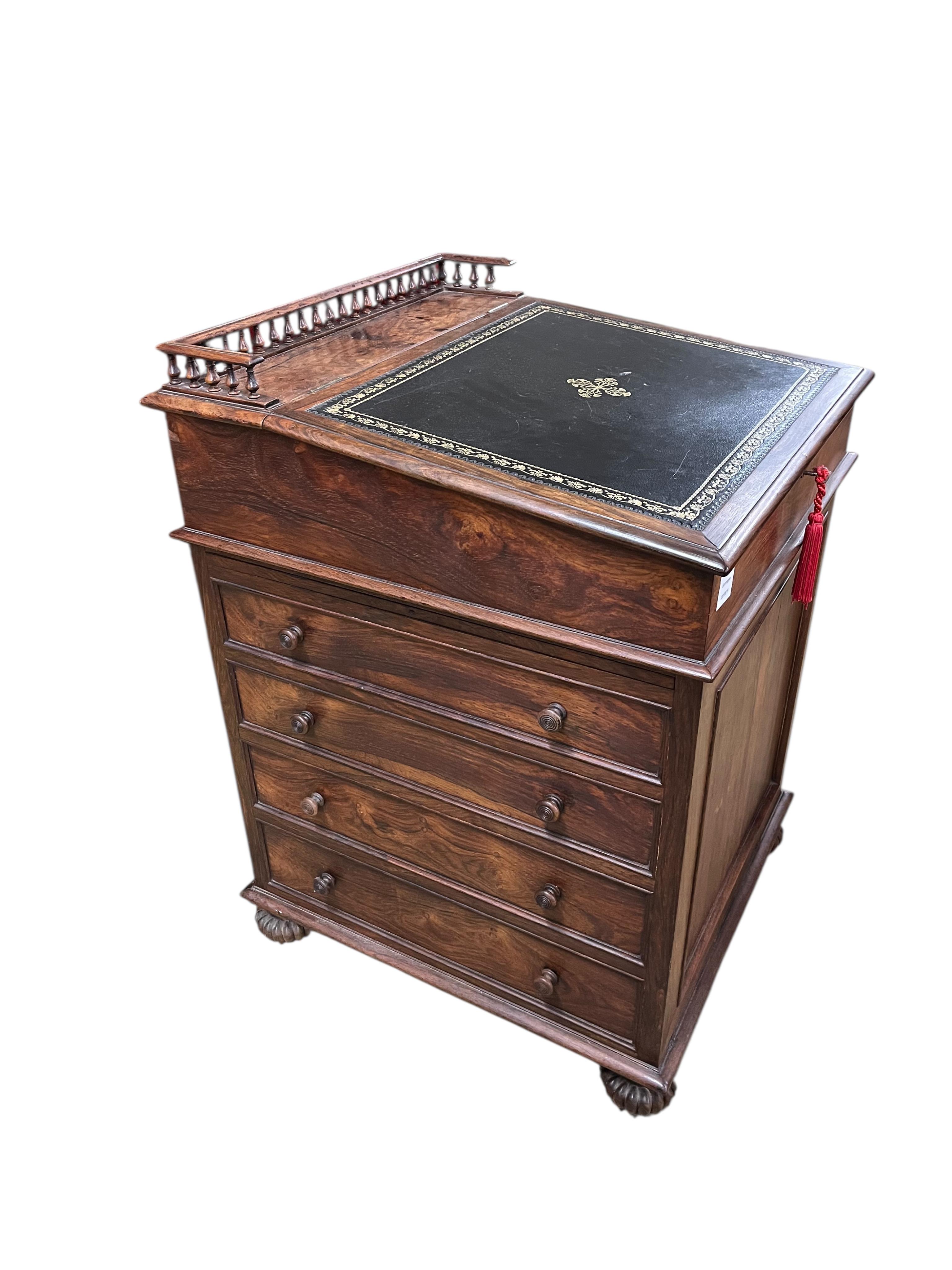 A George IV rosewood Davenport, width 59cm, depth 64cm, height 87cm